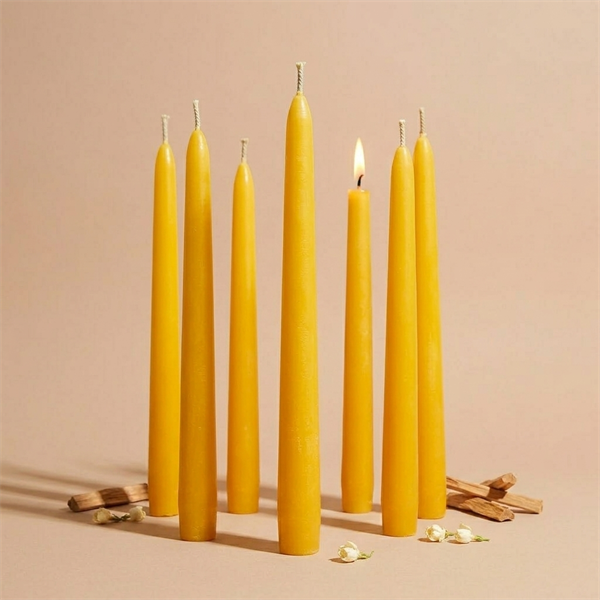 Hand-Dipped Beeswax Tapers for Puja